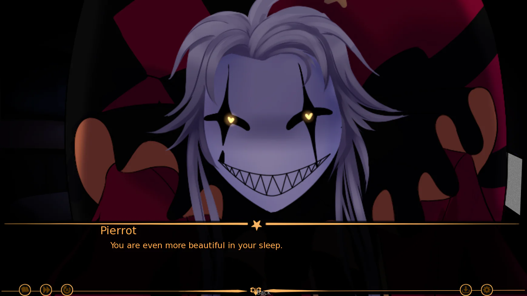 Pierrot in The Freak Circus visual novel